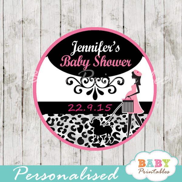 animal print printable french paris poodle personalized favor tags toppers