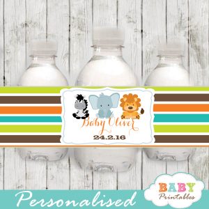 safari themed water bottle labels
