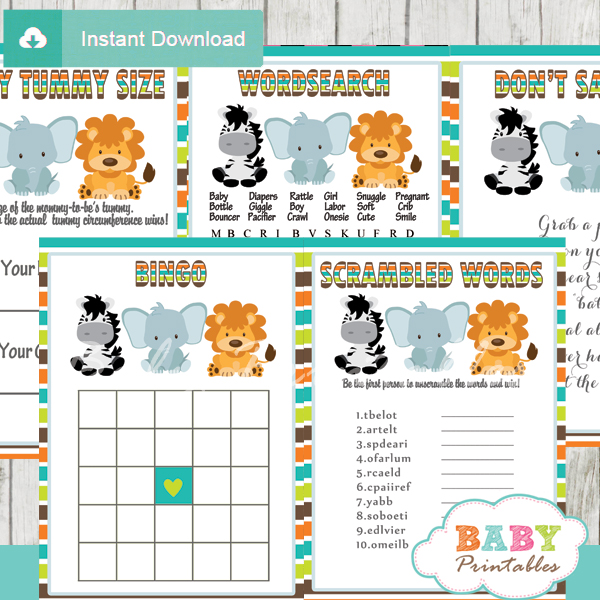 Safari theme baby shower hot sale games