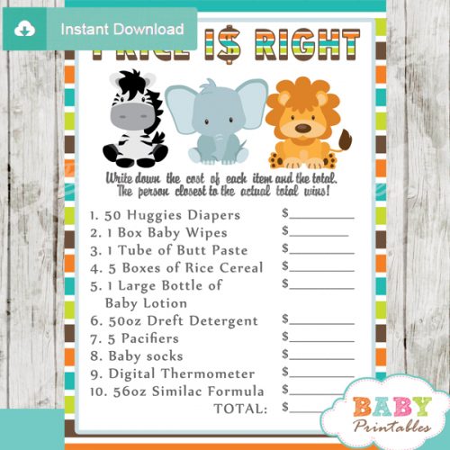 Jungle Theme Baby Shower Games Package - D134 - Baby Printables