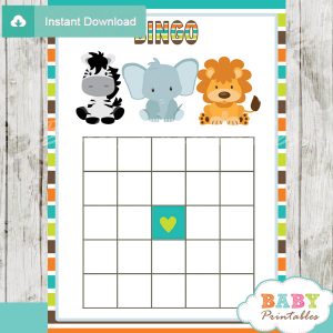 baby shower safari games bingo