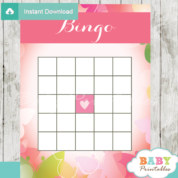 spring butterflies bingo games to play at a baby shower
