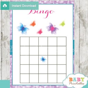 purple butterflies bingo games to play at a baby shower