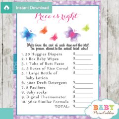 Purple Bokeh Butterfly Baby Shower Games - D237 - Baby Printables