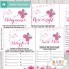 pink butterfly printable baby shower games package