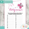 pink butterfly Name Race Baby Shower Game cards