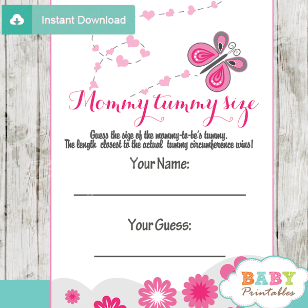 boy for baby shower theme D238 Shower Pink Printables  Baby  Butterfly   Baby Games