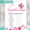 printable pink butterfly baby shower unscramble words game