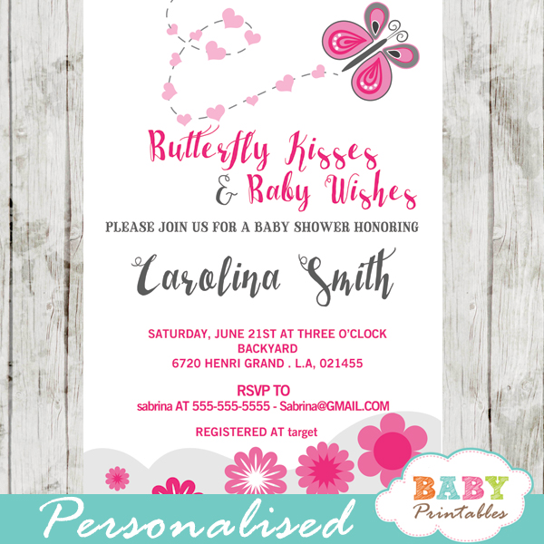 pink butterfly invitations for baby shower