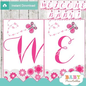 pink butterfly welcome banner decoration personalized