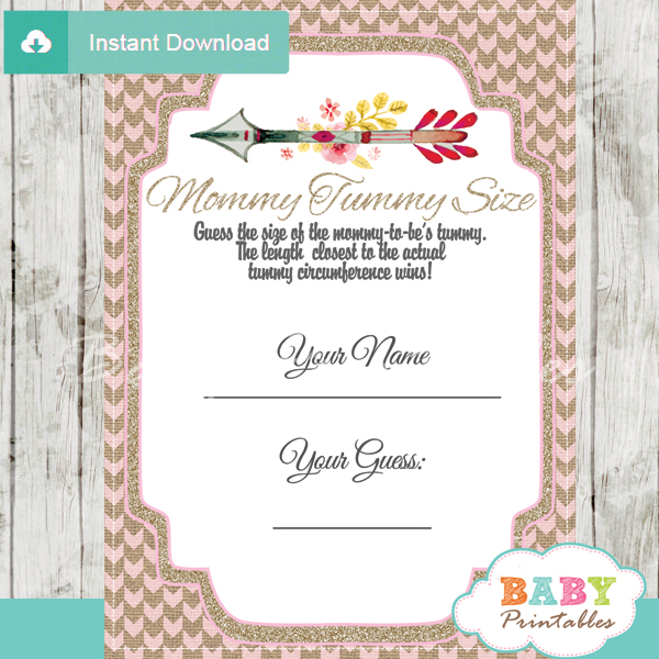 baby shower tribal arrow games guess mommy tummy size