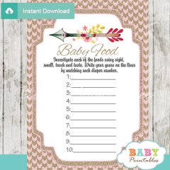 Burlap Pink Tribal Arrow Baby Shower Games - D240 - Baby Printables