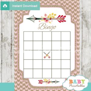baby shower tribal arrow games bingo