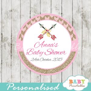 tribal arrow personalized baby shower favor tags