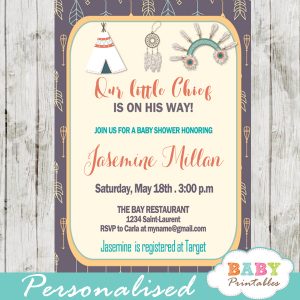 indian tribal baby shower invitations