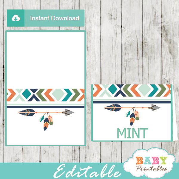 tribal-editable-food-tents-for-boys-boho-arrow-d242-baby-printables