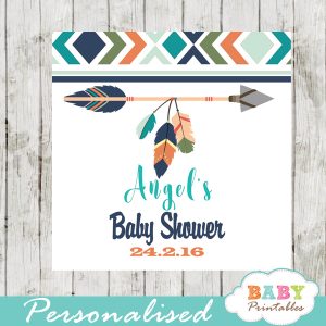 burlap pink tribal arrow printable baby shower gift tags
