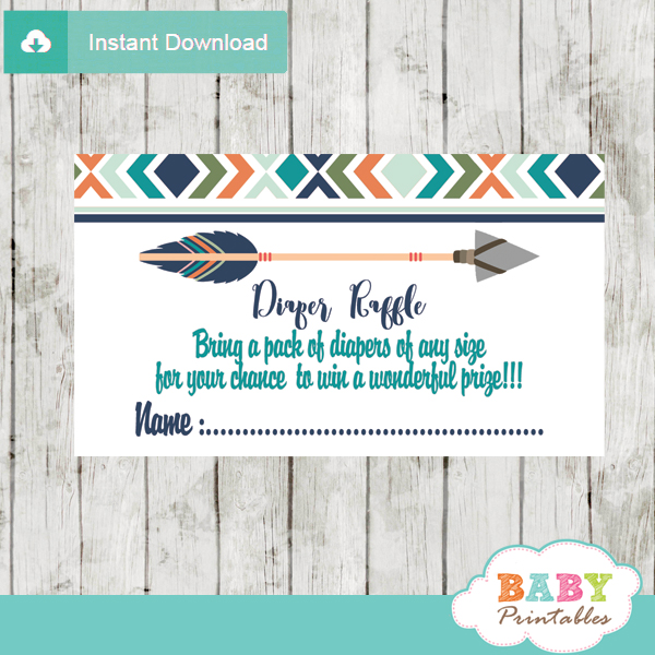 favor baby ideas shower for party Tribal D242 Boho Raffle  Diaper Boys, for Arrow  Tickets