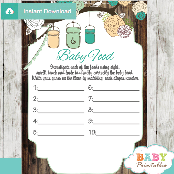 Name the Baby Food Game, Fishing Party, Baby Shower Activities, Games for  Baby Shower, Digital File Instant Download GM873 