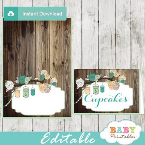 rustic country mason jar baby shower food labels