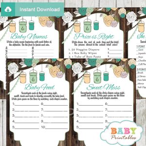 country rustic mason jars games to play at a baby shower