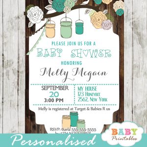 blue country rustic mason jar baby shower invitations