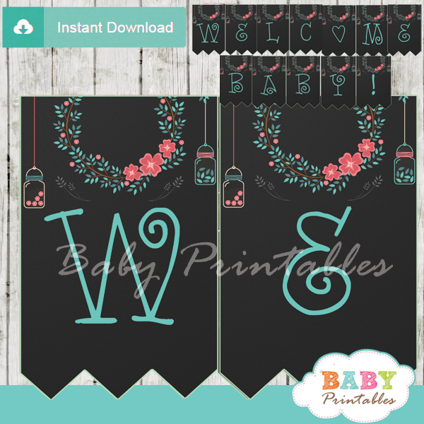 floral personalized mason jars banner