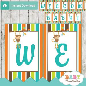 personalized monkey baby shower banner diy
