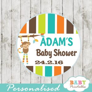 monkey personalized baby shower favor tags