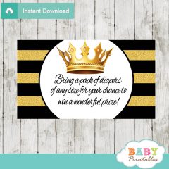 Black and Gold Royal Prince Diaper Raffle Tickets - D271 - Baby Printables