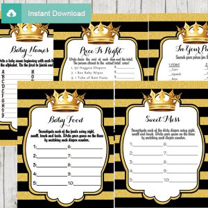 black gold royal themed games to play at a baby shower
