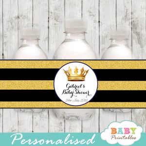 royal baby boy prince personalized baby shower water bottle labels