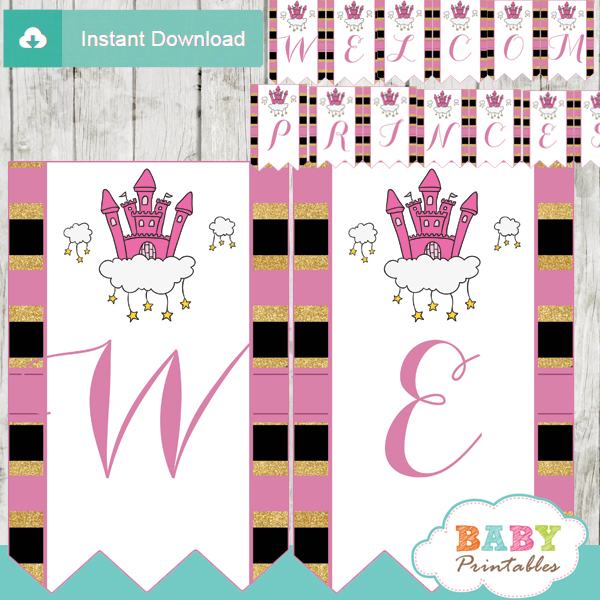 personalized pink princess baby shower banner diy