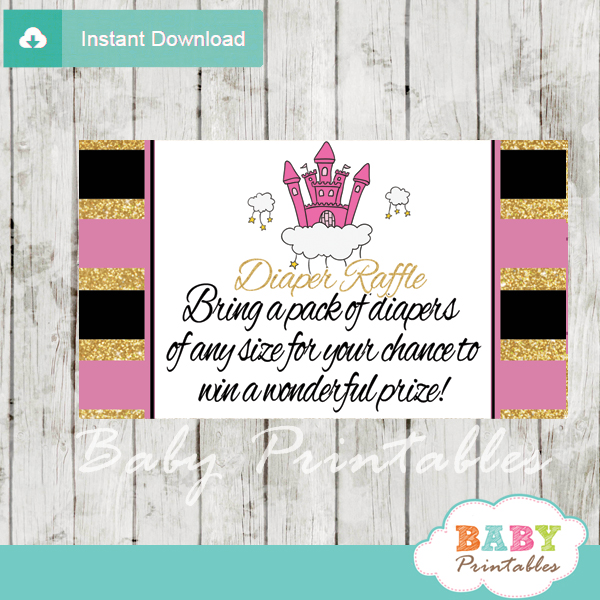 pink castle princess diaper raffle tickets