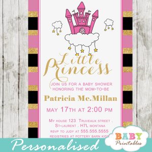 pink princess baby shower invitations