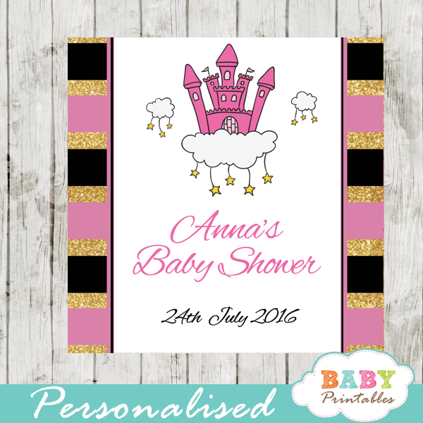 pink princess printable baby shower gift tags
