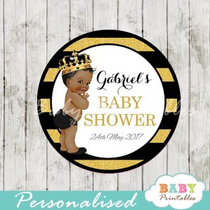 black gold african american prince personalized baby shower favor tags