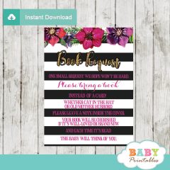 Boho Floral Cactus Book Request Cards – D382 - Baby Printables