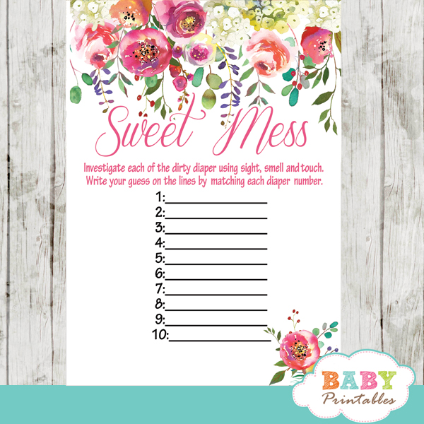 watercolor pink white garden flowers baby shower games spring theme sweet mess