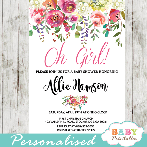 garden themed baby shower invitations