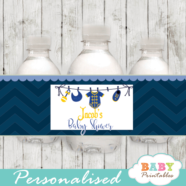 royal blue little prince baby shower water bottle labels