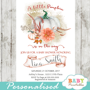 pumpkin baby shower invitations fall autumn arrangement