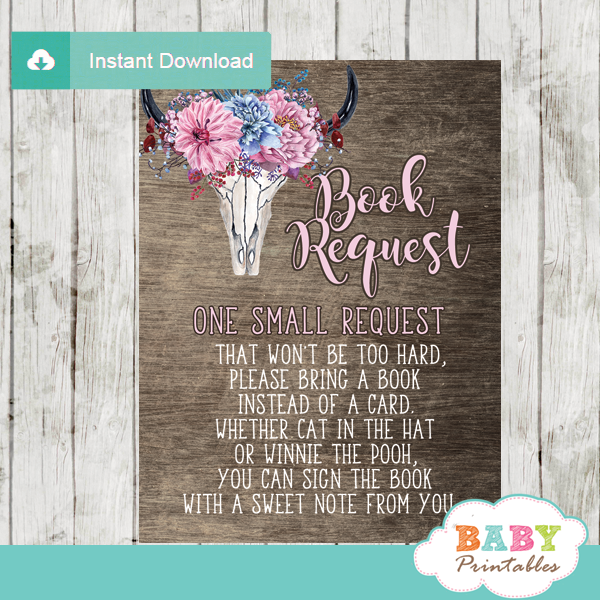 rustic chic boho baby shower book request cards invitation insert