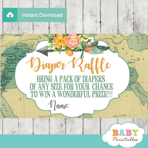 adventure awaits travel themed diaper raffle tickets decorations gender neutral baby shower vintage map