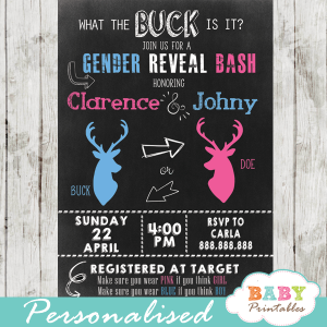 gender reveal invitations buck or doe