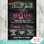 Rifle or Ruffles Gender Reveal Invitations - D375 - Baby Printables