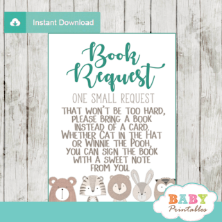 Girl Winnie The Pooh Book Request Cards – D292 - Baby Printables