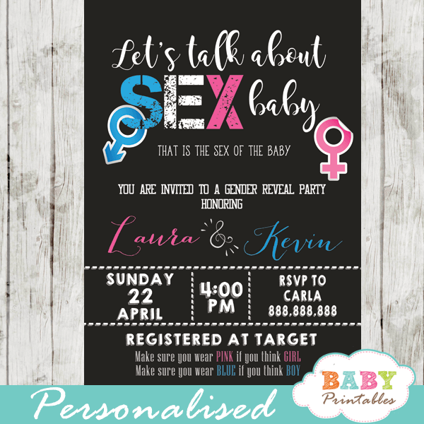 pink or blue let's talk about sex baby gender reveal invitations