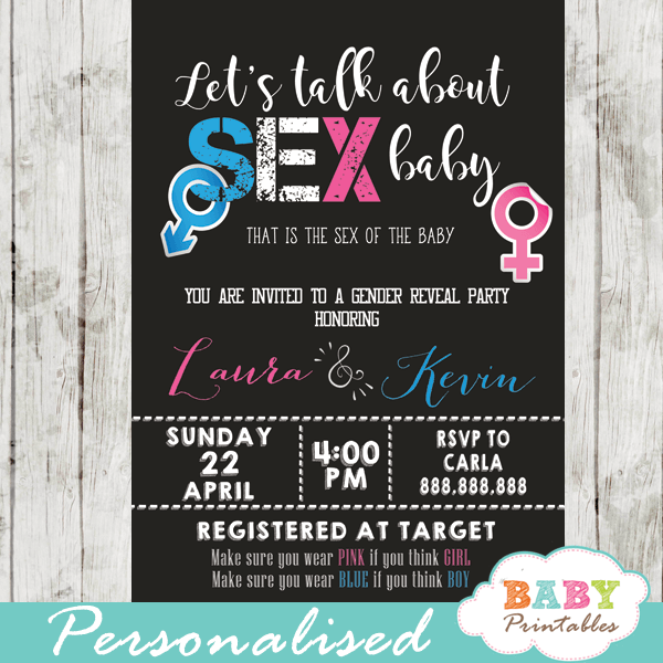 Let's Talk About Sex Baby Gender Reveal Invitations – D375 - Baby ...