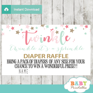 twinkle twinkle little star baby sprinkle diaper raffle tickets decorations theme pink turquoise